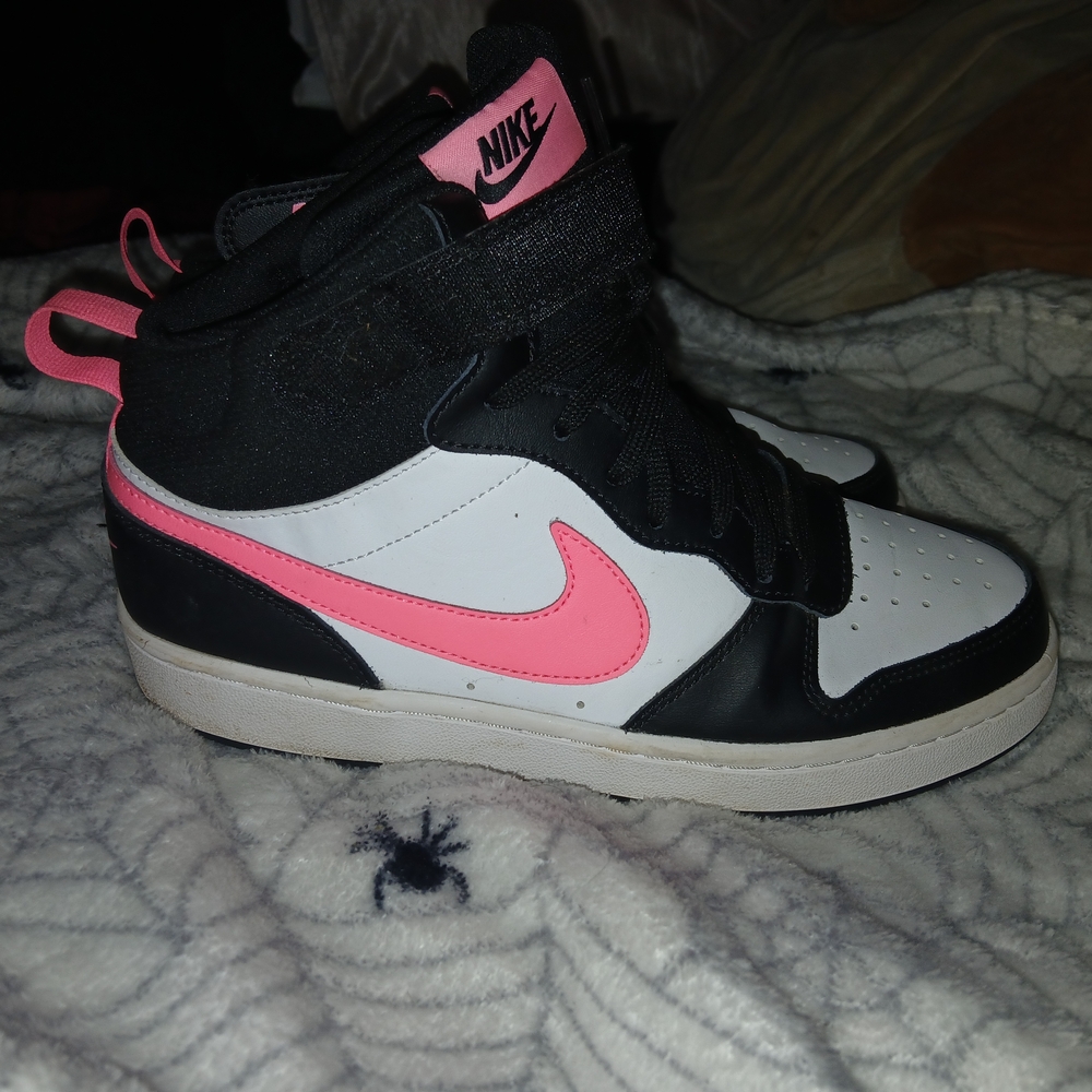 Nike Black and Pink High-Top Sneakers